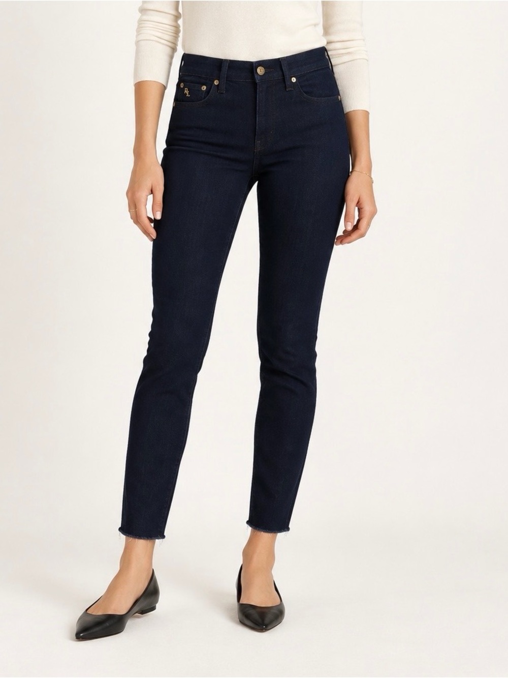 Polo Ralph Lauren Tompkins Skinny Jeans Dark Wash Raw Hem Size 25